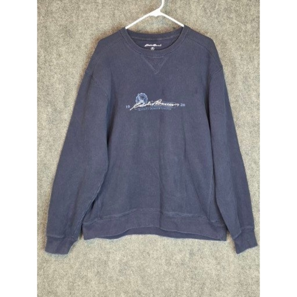 Eddie Bauer XL Tall Mens Navy Blue Crewneck Sweatshirt Outdoor Outfitters Casual